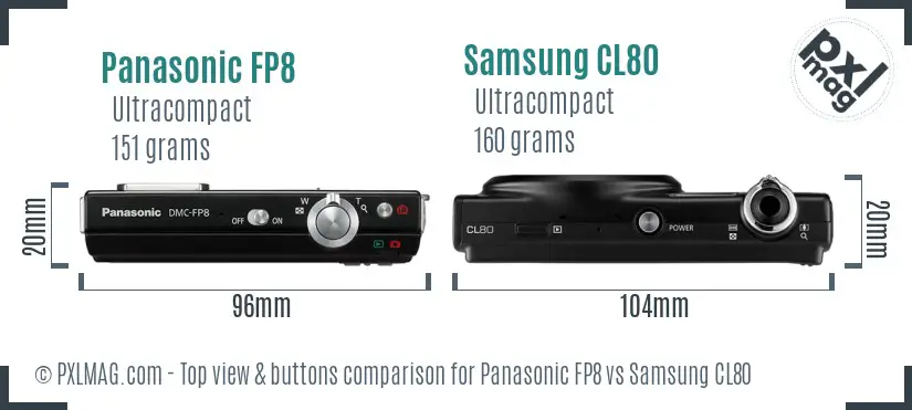 Panasonic FP8 vs Samsung CL80 top view buttons comparison