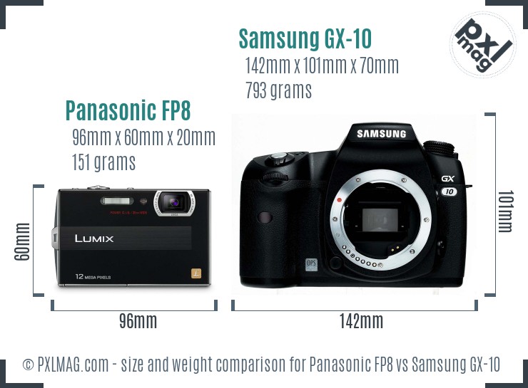 Panasonic FP8 vs Samsung GX-10 size comparison