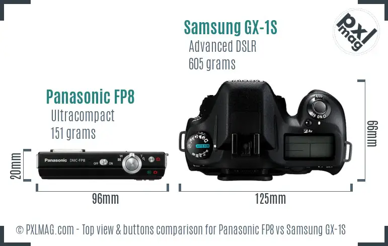 Panasonic FP8 vs Samsung GX-1S top view buttons comparison Panasonic FP8 vs Samsung GX-1S top view buttons comparison