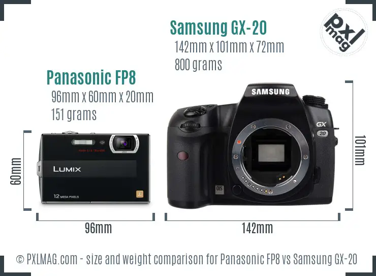 Panasonic FP8 vs Samsung GX-20 size comparison