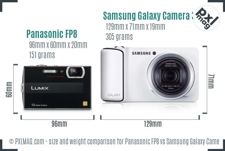 Panasonic FP8 vs Samsung Galaxy Camera 3G size comparison