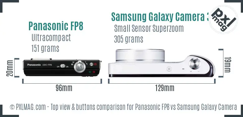 Panasonic FP8 vs Samsung Galaxy Camera 3G top view buttons comparison