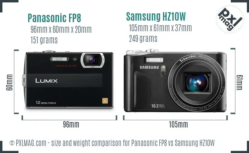 Panasonic FP8 vs Samsung HZ10W size comparison