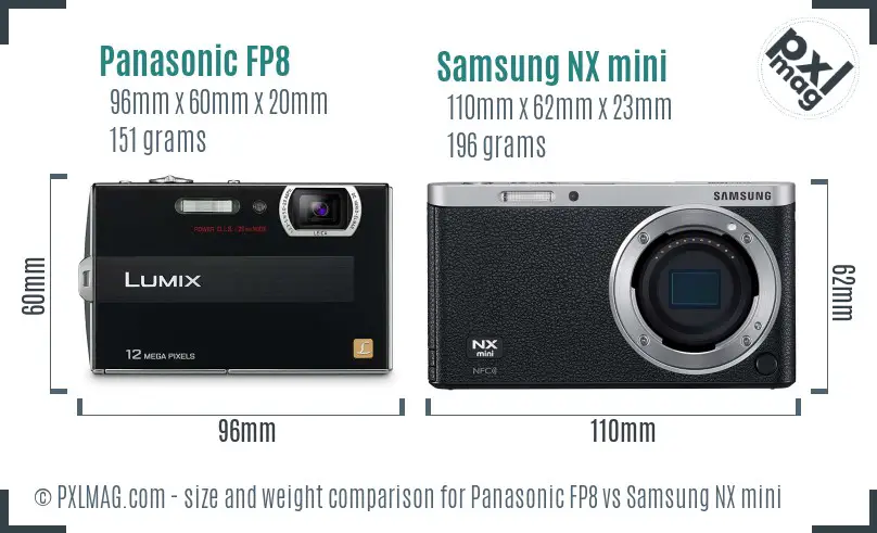 Panasonic FP8 vs Samsung NX mini size comparison
