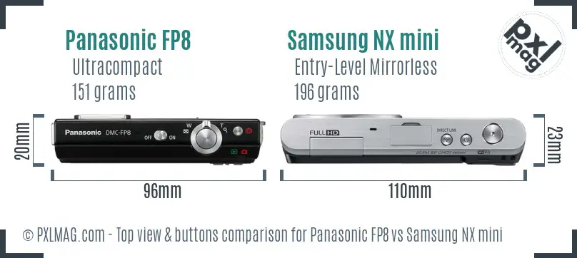 Panasonic FP8 vs Samsung NX mini top view buttons comparison