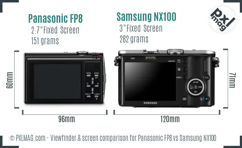 Panasonic FP8 vs Samsung NX100 Screen and Viewfinder comparison