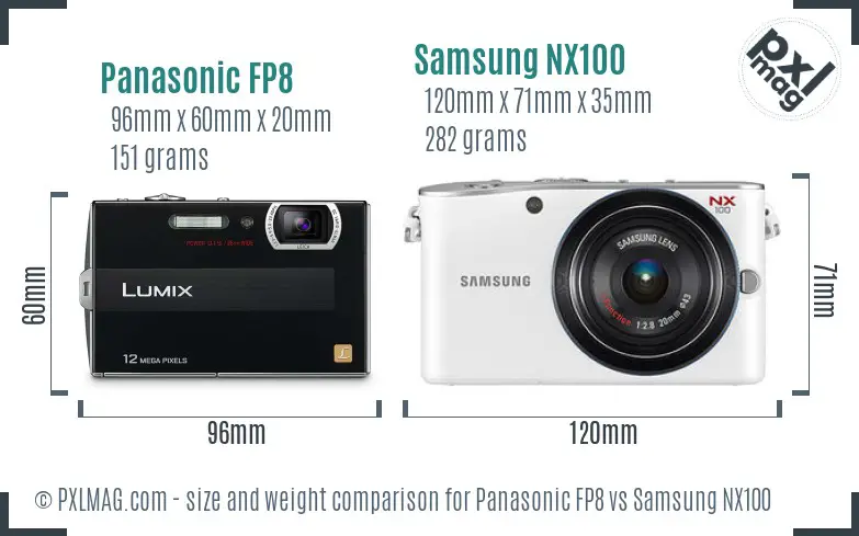 Panasonic FP8 vs Samsung NX100 size comparison