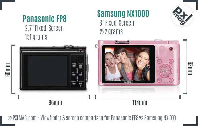 Panasonic FP8 vs Samsung NX1000 Screen and Viewfinder comparison Panasonic FP8 vs Samsung NX1000 Screen and Viewfinder comparison