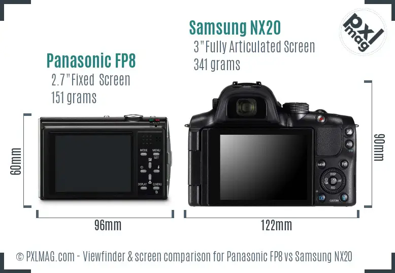 Panasonic FP8 vs Samsung NX20 Screen and Viewfinder comparison Panasonic FP8 vs Samsung NX20 Screen and Viewfinder comparison