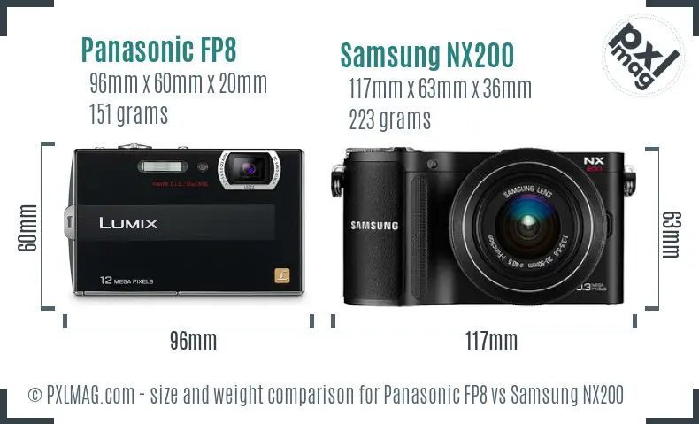 Panasonic FP8 vs Samsung NX200 size comparison Panasonic FP8 vs Samsung NX200 size comparison
