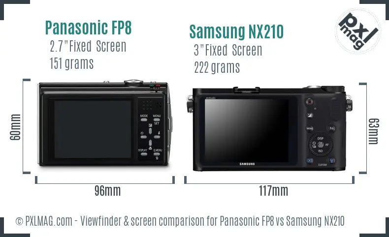 Panasonic FP8 vs Samsung NX210 Screen and Viewfinder comparison