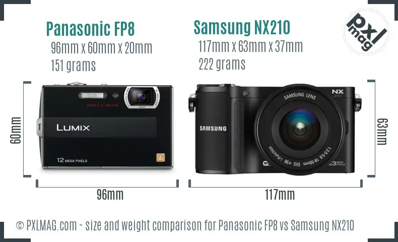 Panasonic FP8 vs Samsung NX210 size comparison