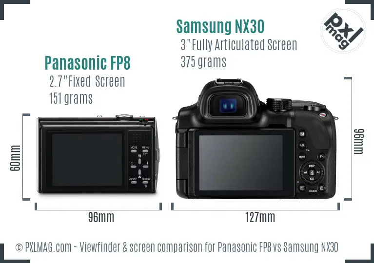 Panasonic FP8 vs Samsung NX30 Screen and Viewfinder comparison Panasonic FP8 vs Samsung NX30 Screen and Viewfinder comparison