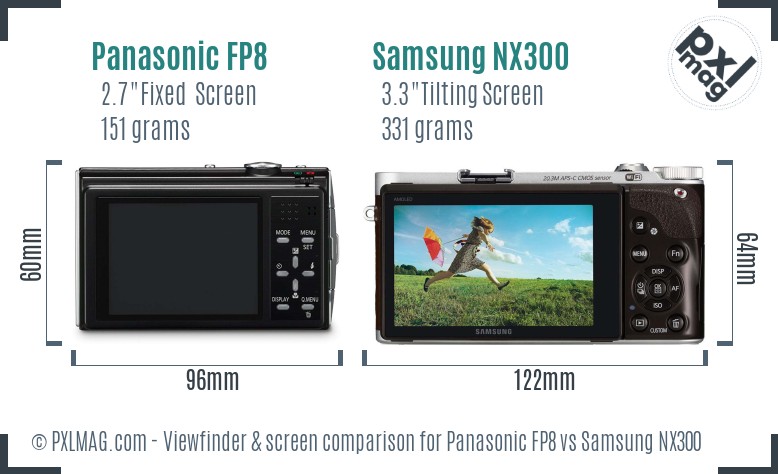Panasonic FP8 vs Samsung NX300 Screen and Viewfinder comparison