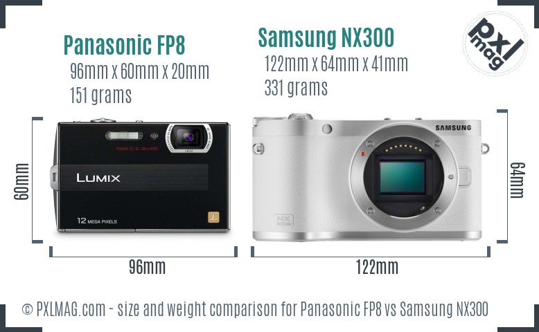 Panasonic FP8 vs Samsung NX300 size comparison