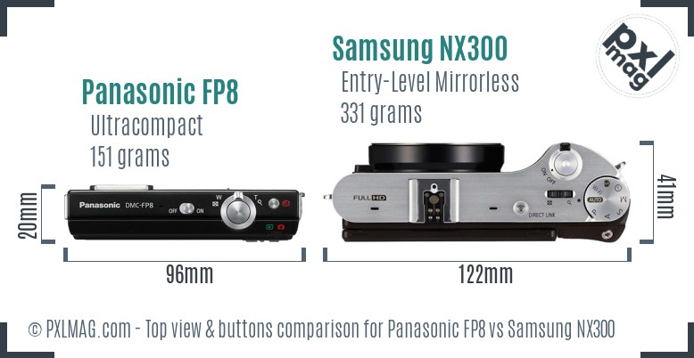 Panasonic FP8 vs Samsung NX300 top view buttons comparison