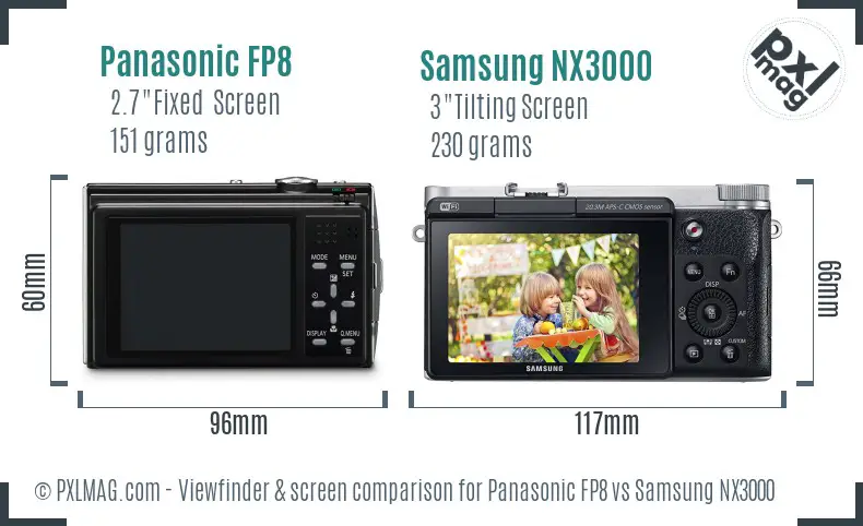 Panasonic FP8 vs Samsung NX3000 Screen and Viewfinder comparison