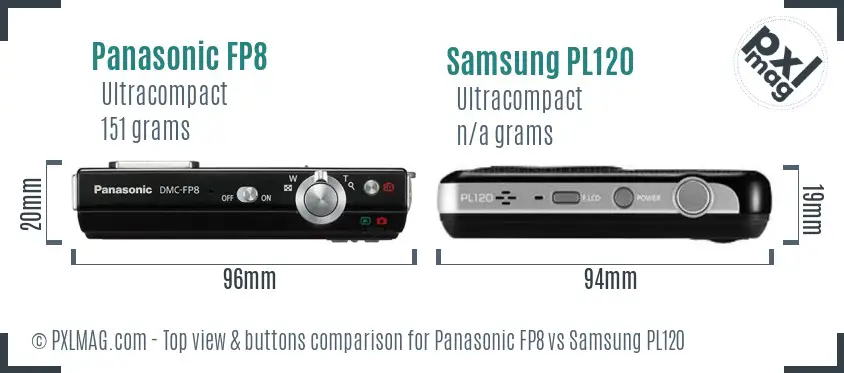 Panasonic FP8 vs Samsung PL120 top view buttons comparison Panasonic FP8 vs Samsung PL120 top view buttons comparison