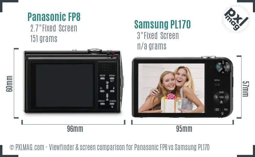 Panasonic FP8 vs Samsung PL170 Screen and Viewfinder comparison Panasonic FP8 vs Samsung PL170 Screen and Viewfinder comparison