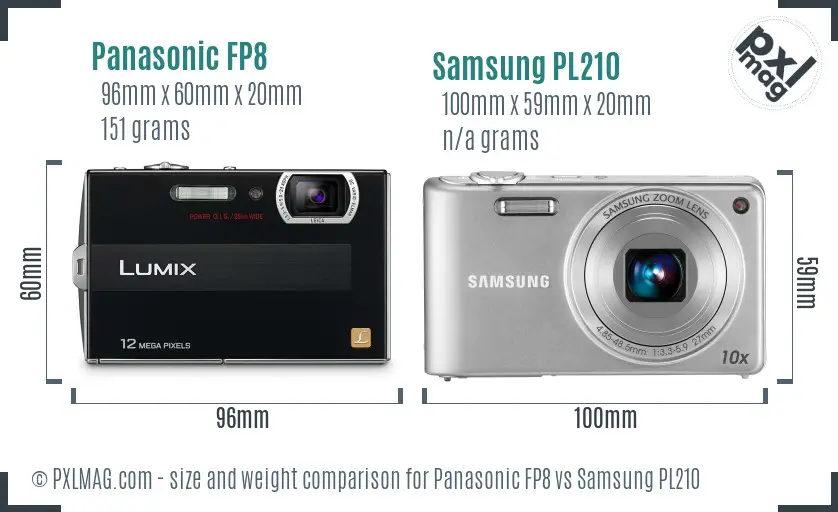 Panasonic FP8 vs Samsung PL210 size comparison