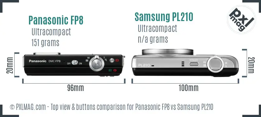 Panasonic FP8 vs Samsung PL210 top view buttons comparison