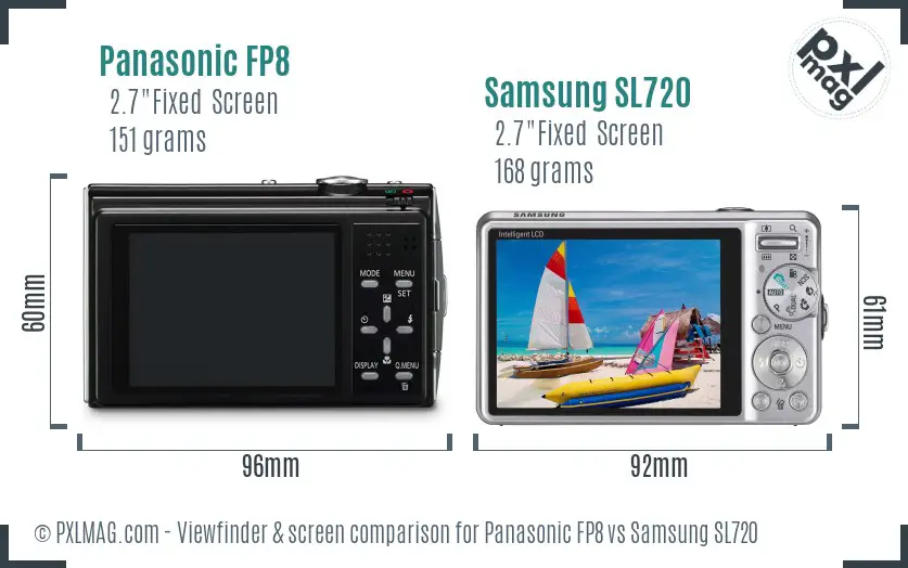 Panasonic FP8 vs Samsung SL720 Screen and Viewfinder comparison