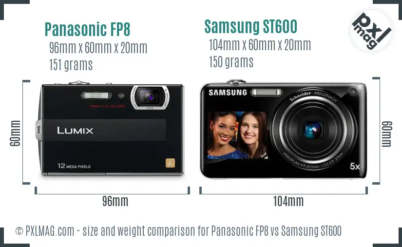 Panasonic FP8 vs Samsung ST600 size comparison Panasonic FP8 vs Samsung ST600 size comparison