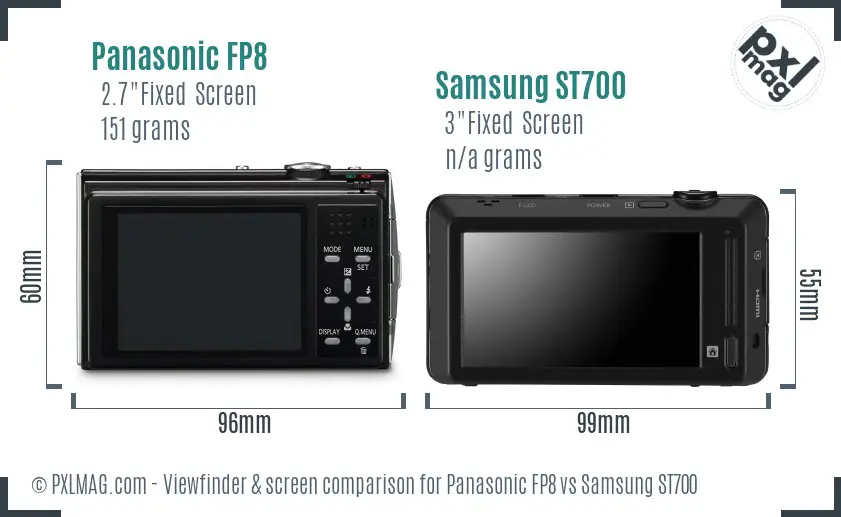 Panasonic FP8 vs Samsung ST700 Screen and Viewfinder comparison