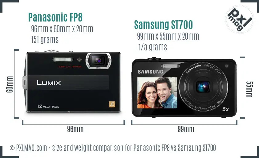 Panasonic FP8 vs Samsung ST700 size comparison