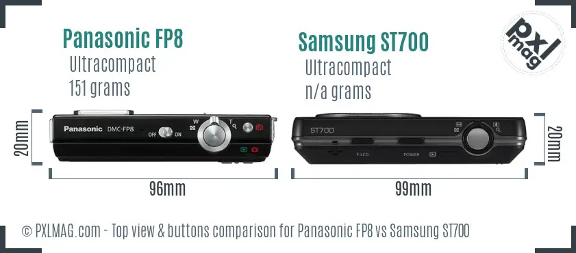 Panasonic FP8 vs Samsung ST700 top view buttons comparison