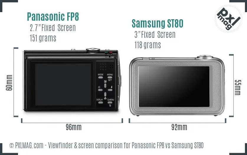 Panasonic FP8 vs Samsung ST80 Screen and Viewfinder comparison