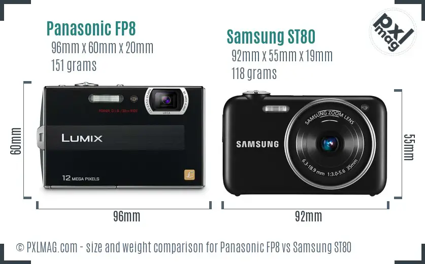 Panasonic FP8 vs Samsung ST80 size comparison