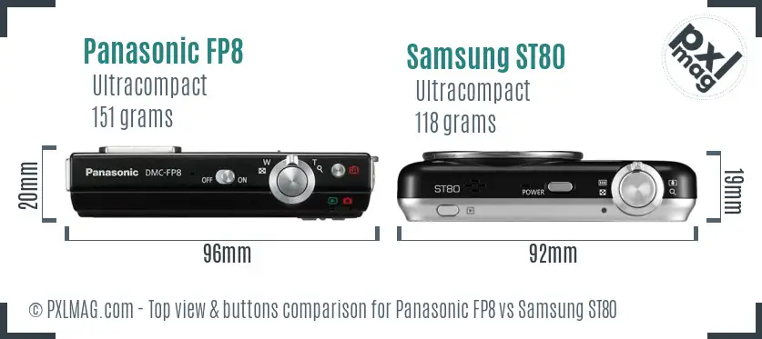 Panasonic FP8 vs Samsung ST80 top view buttons comparison