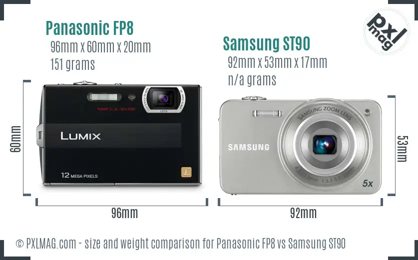 Panasonic FP8 vs Samsung ST90 size comparison Panasonic FP8 vs Samsung ST90 size comparison