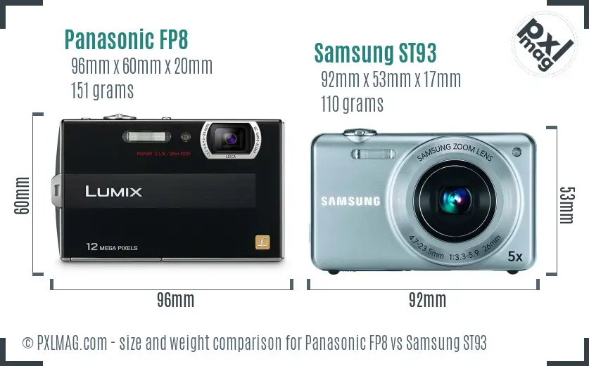 Panasonic FP8 vs Samsung ST93 size comparison