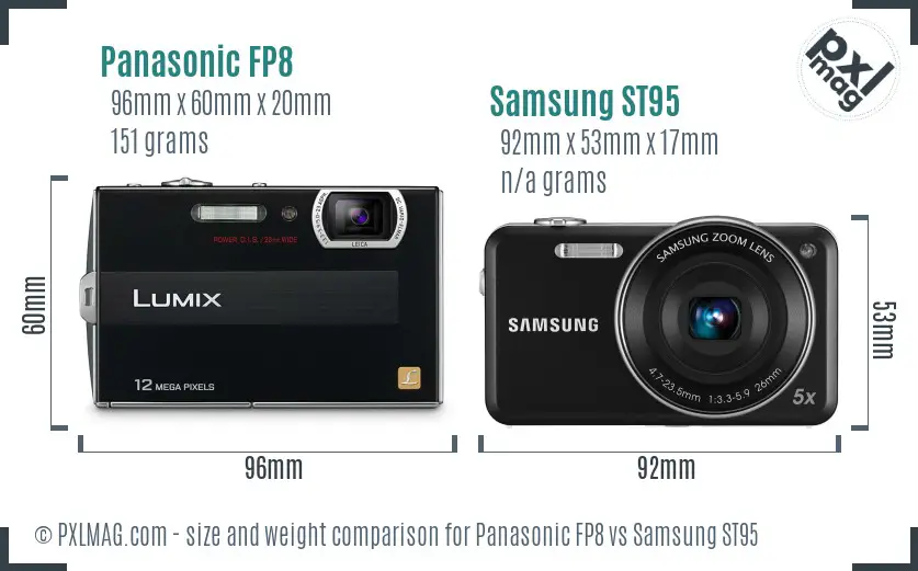 Panasonic FP8 vs Samsung ST95 size comparison