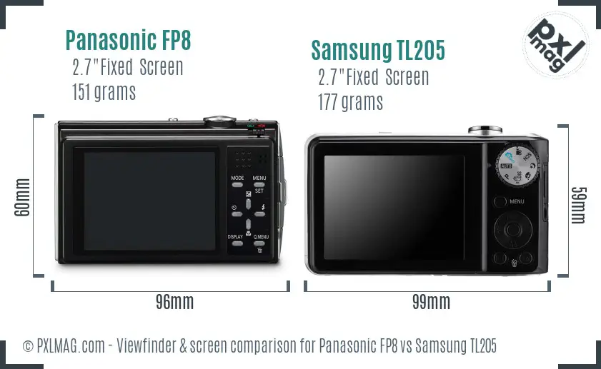 Panasonic FP8 vs Samsung TL205 Screen and Viewfinder comparison