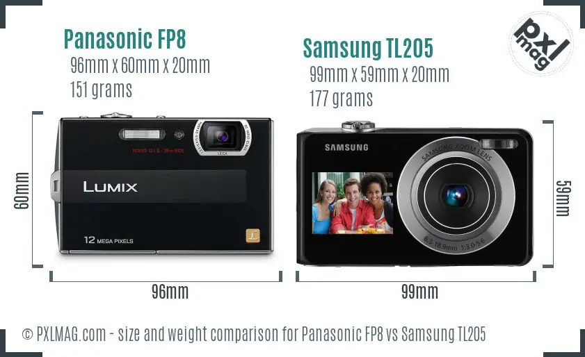 Panasonic FP8 vs Samsung TL205 size comparison