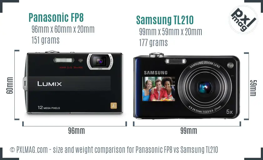 Panasonic FP8 vs Samsung TL210 size comparison