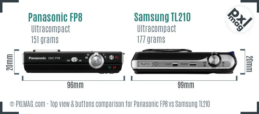 Panasonic FP8 vs Samsung TL210 top view buttons comparison