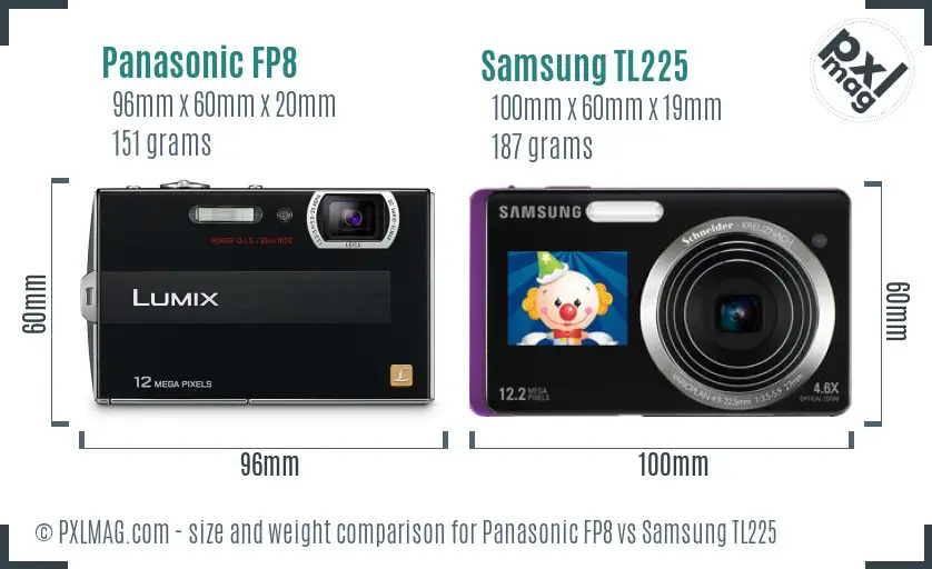 Panasonic FP8 vs Samsung TL225 size comparison