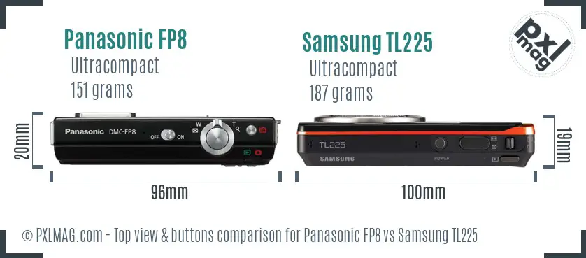 Panasonic FP8 vs Samsung TL225 top view buttons comparison