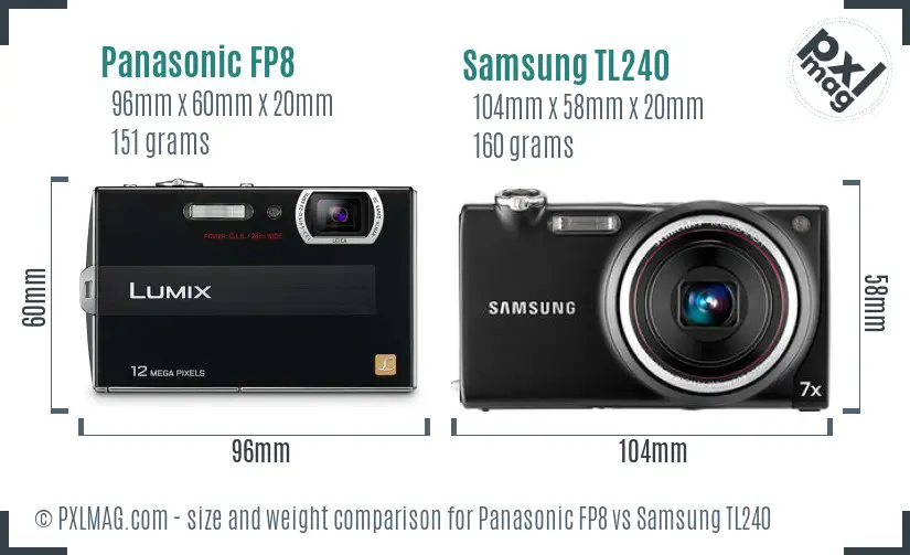 Panasonic FP8 vs Samsung TL240 size comparison