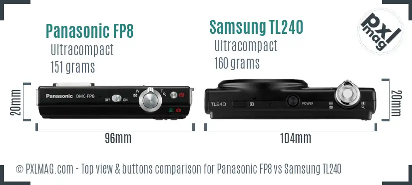 Panasonic FP8 vs Samsung TL240 top view buttons comparison