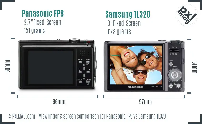 Panasonic FP8 vs Samsung TL320 Screen and Viewfinder comparison