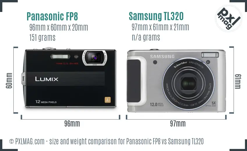 Panasonic FP8 vs Samsung TL320 size comparison