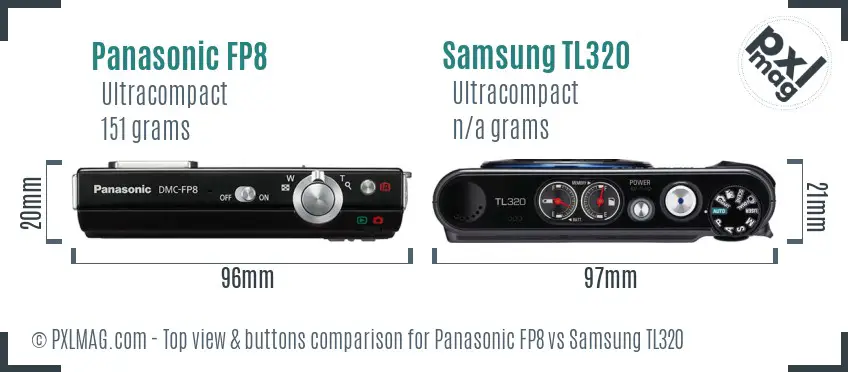 Panasonic FP8 vs Samsung TL320 top view buttons comparison