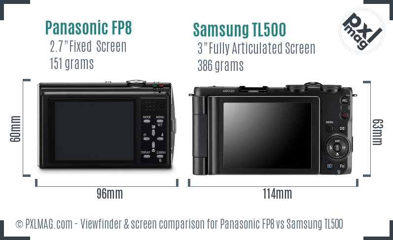 Panasonic FP8 vs Samsung TL500 Screen and Viewfinder comparison
