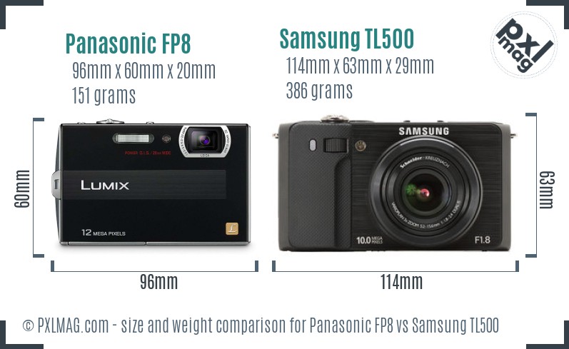 Panasonic FP8 vs Samsung TL500 size comparison Panasonic FP8 vs Samsung TL500 size comparison
