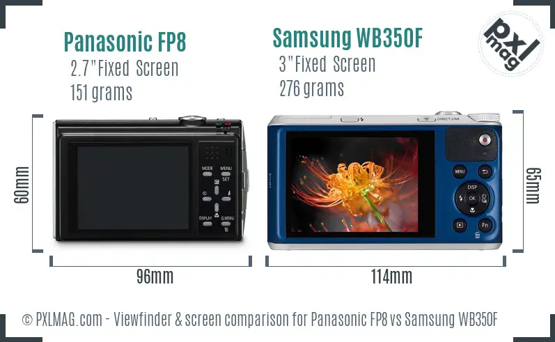 Panasonic FP8 vs Samsung WB350F Screen and Viewfinder comparison